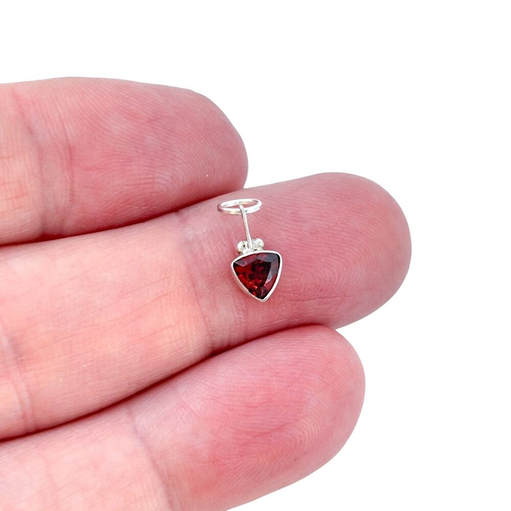 Estate Sterling Silver 925 Garnet Charm Pendant
